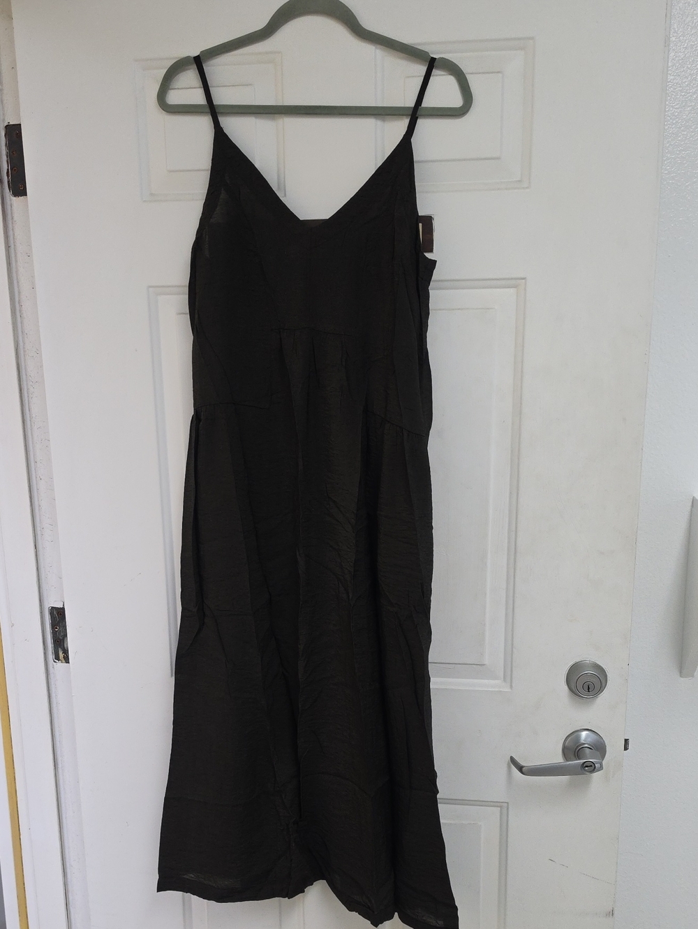 LACAUSA Black Spaghetti Strap Maxi Dress